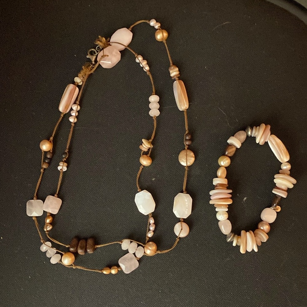 Silpada brown/pink necklace and bracelet set.